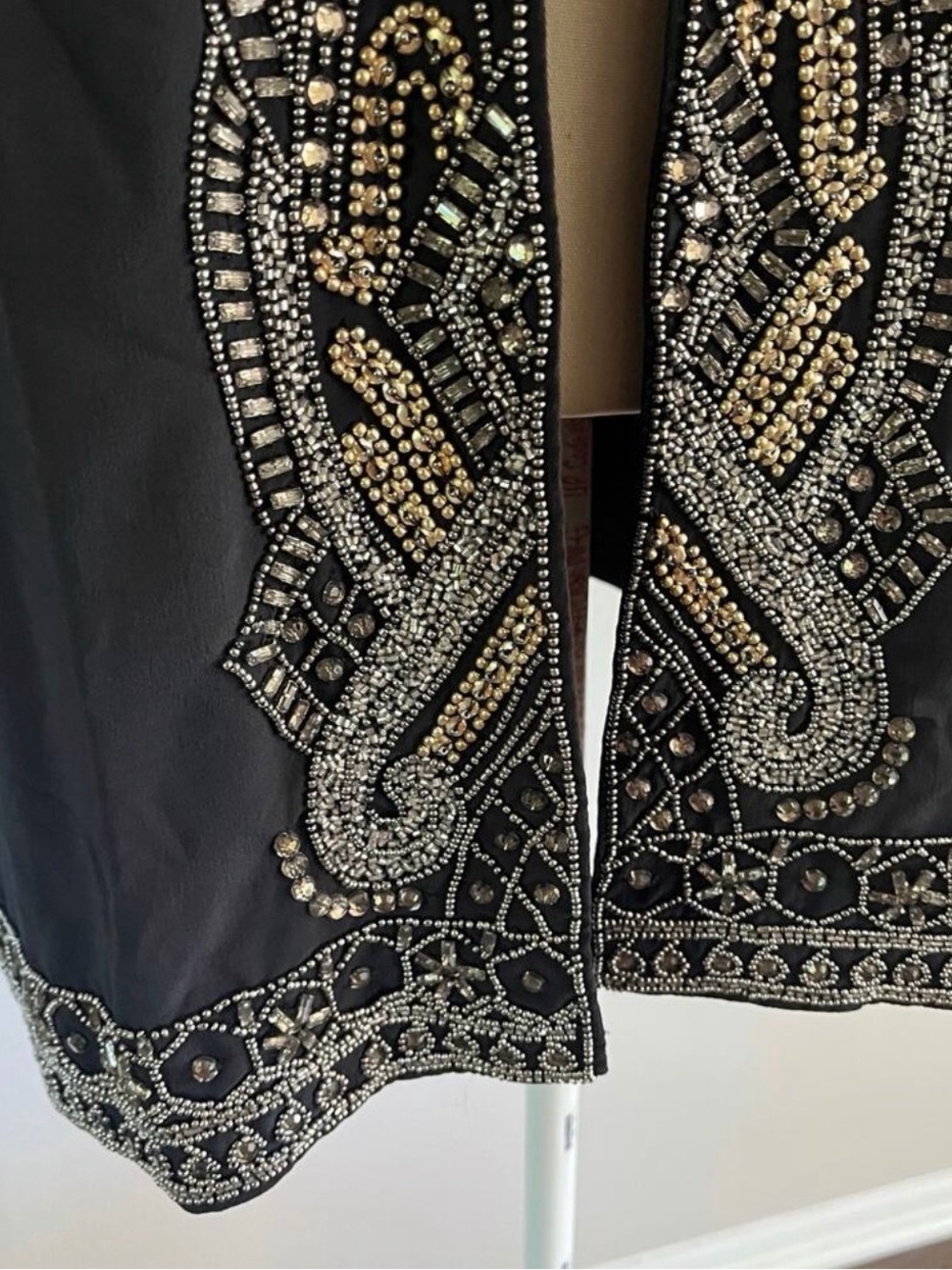 Soft Surroundings Black Embellished Open Front Jacket with Silver Beading - Picture 3 of 5
